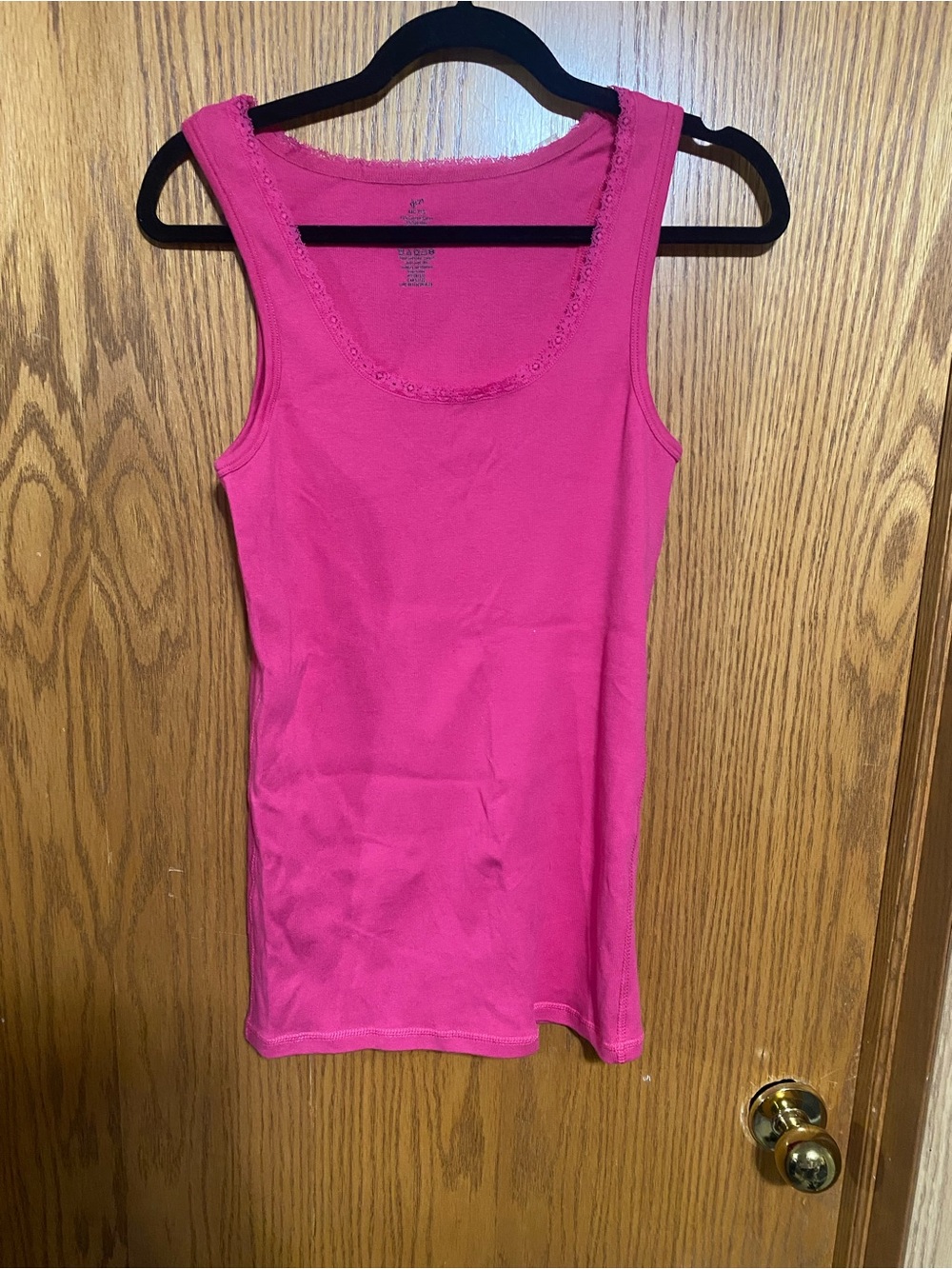 Women's Pink Tank Top with Lace Trim